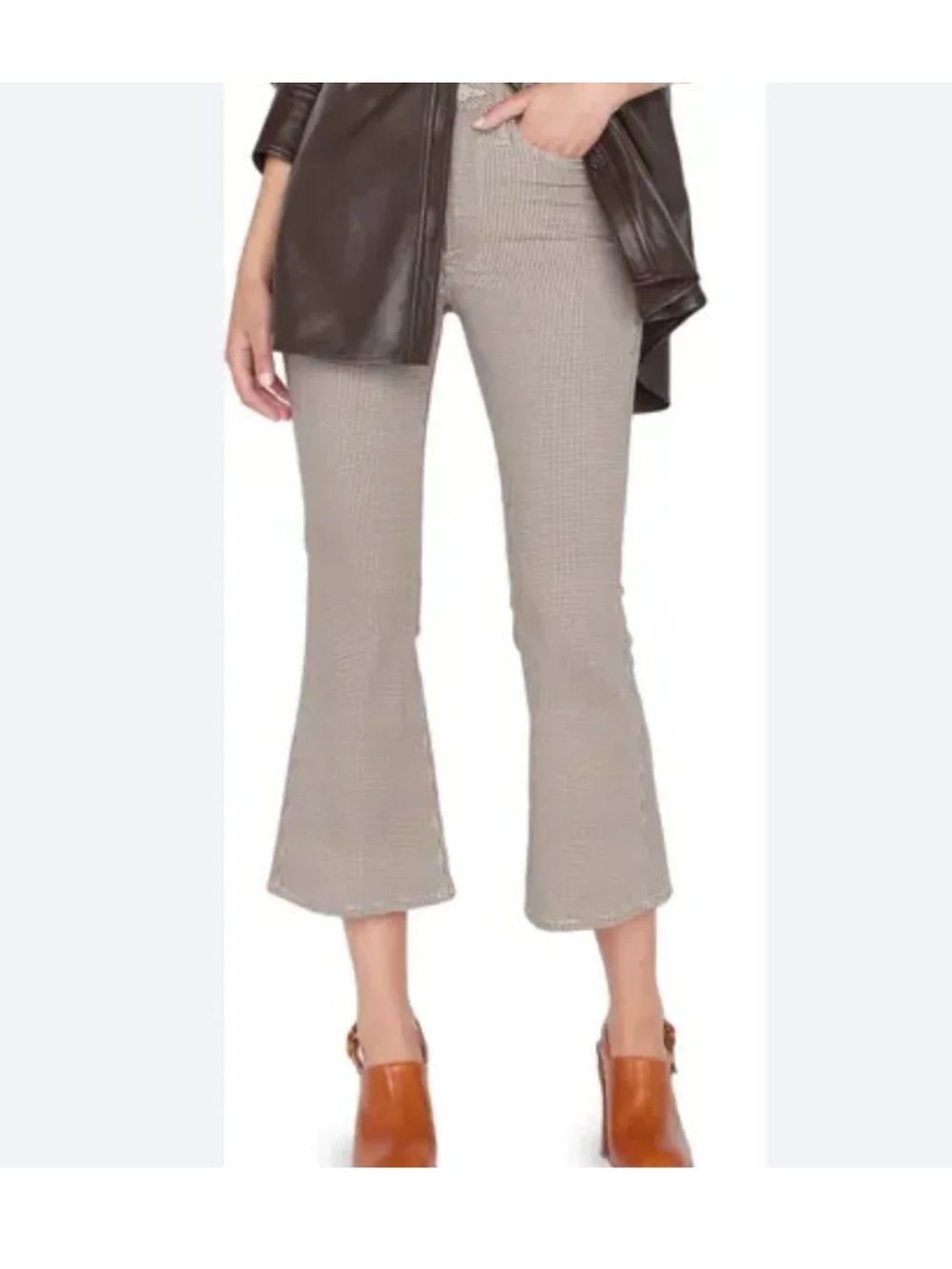 FRAME le Crop Flare Pants in Taupe houndstooth size 26